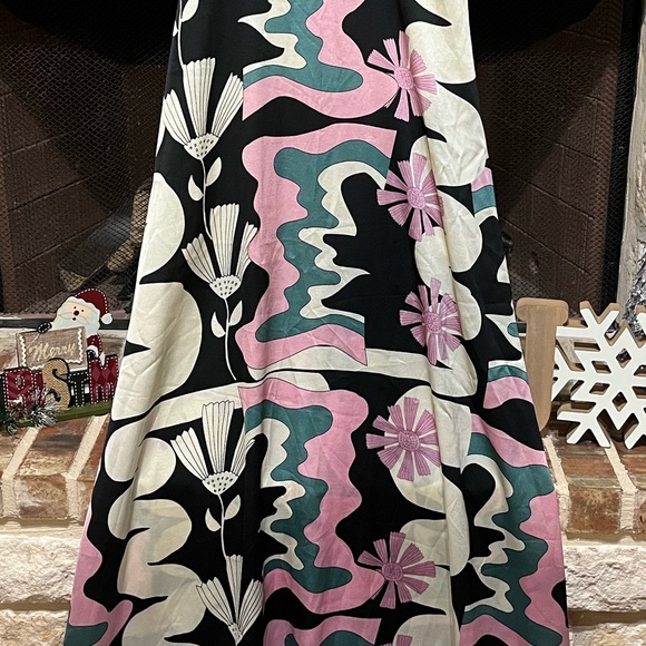 Anthropologie Oopscool Maxi Dress Graphic Print Dress  Floral Eclectic Medium - Picture 5 of 14